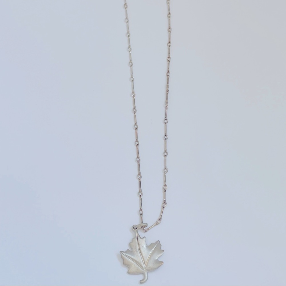 Tiffany & Co Large Silver Maple Leaf Charm Pendant
